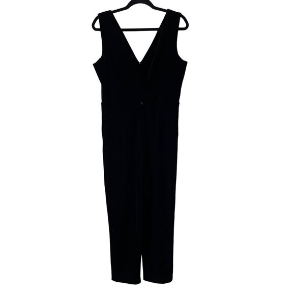 FRENCH CONNECTION JUMPSUIT MARIE STINA VELVET V-NECK SIZE 10 BLACK POCKETS NWT - Picture 6 of 15